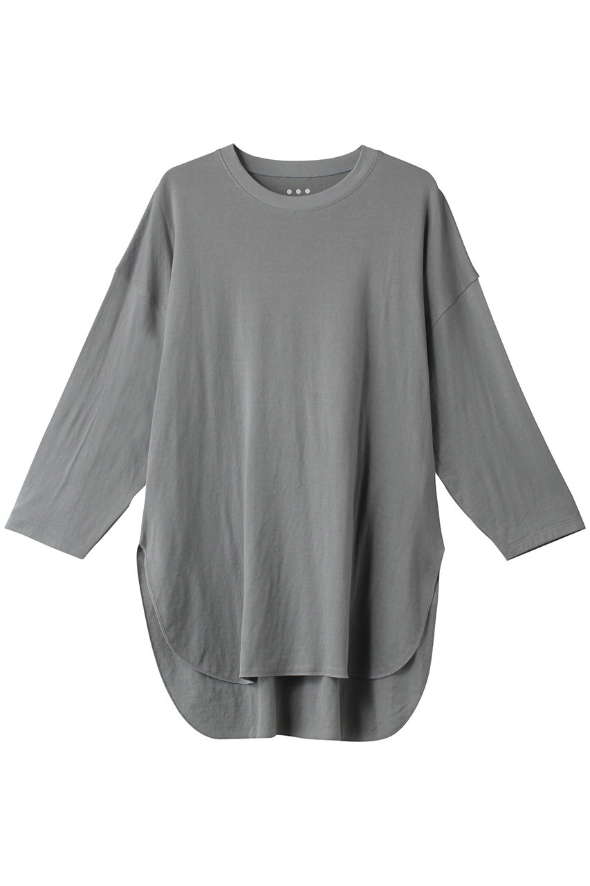 スリードッツ/three dotsのSmile cotton ロングスリーブTシャツ(ブルー スレイト/DF2002Y)