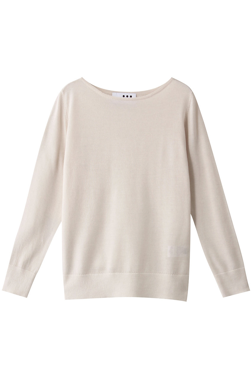 three dots スリードッツ Superfine cashmere l/s boatneck/ニット ホワイト