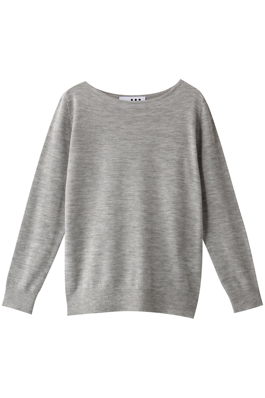 three dots スリードッツ Superfine cashmere l/s boatneck/ニット グレー