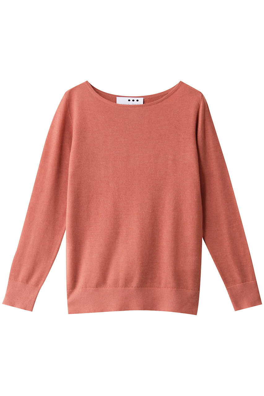 three dots スリードッツ Superfine cashmere l/s boatneck/ニット ピンク