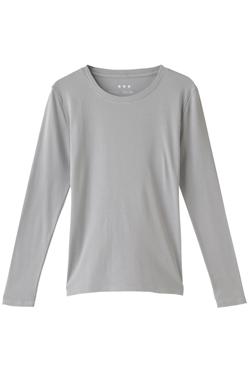 three dots スリードッツ Cotton tee l/s crew neck/Tシャツ ライトグレー