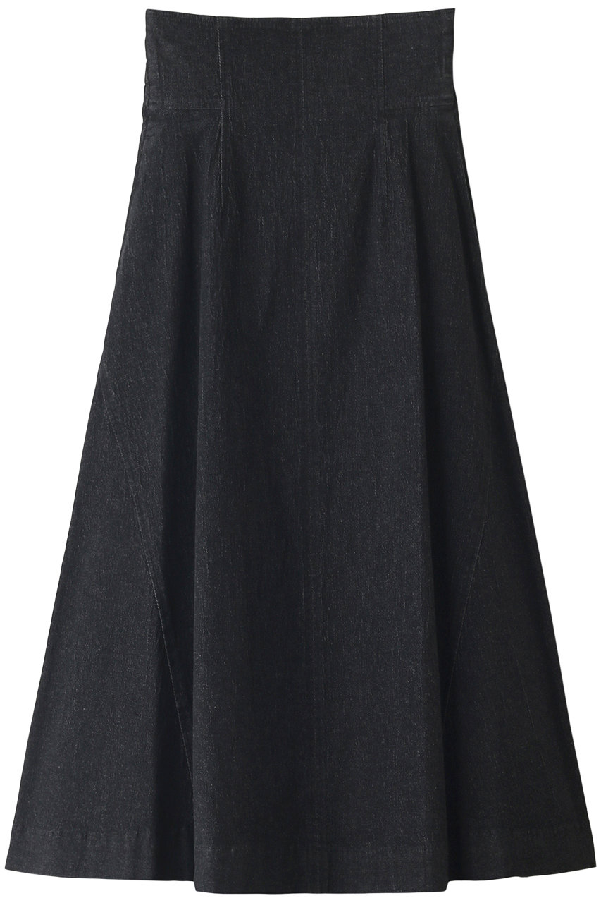 three dots スリードッツ Relux denim back gather skirt/スカート ブラック