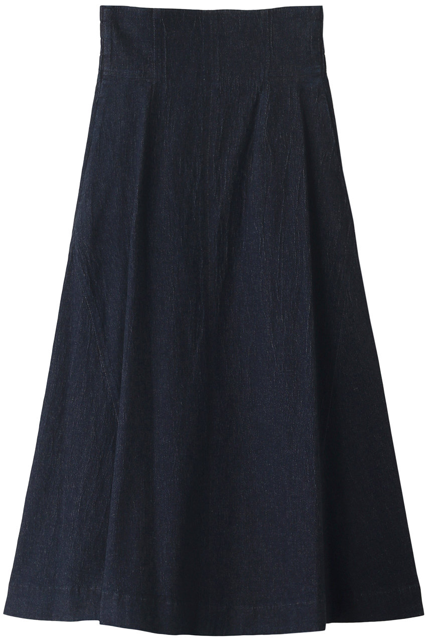 three dots スリードッツ Relux denim back gather skirt/スカート ネイビー