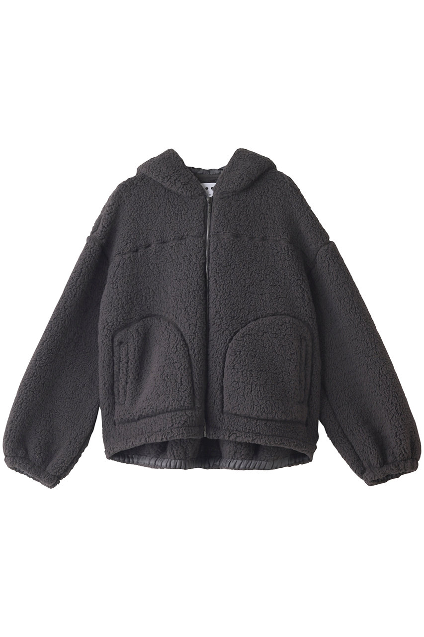 スリードッツ/three dotsのEco fur fleece zip hoody/フーディー(ブラック/EF701Y)
