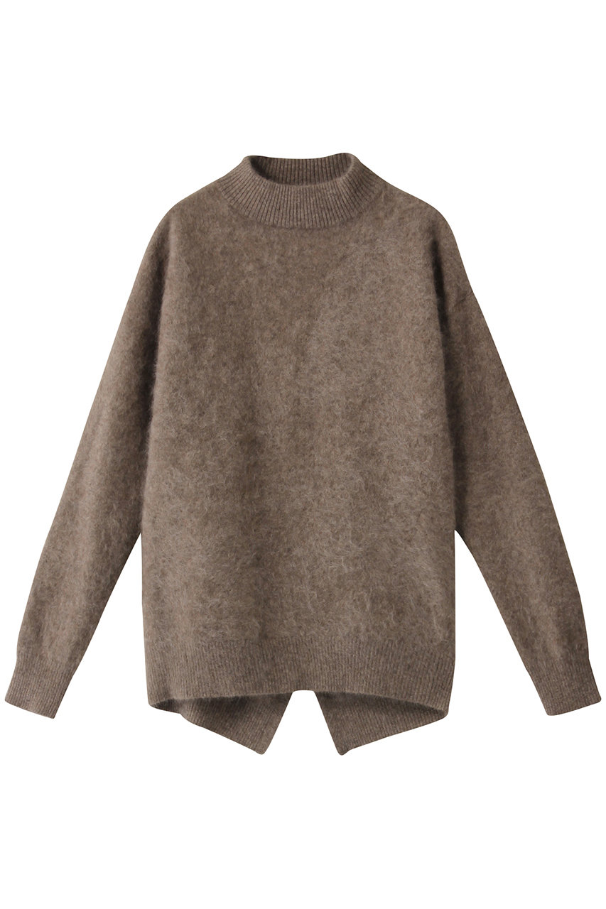 three dots スリードッツ Fur cashmere l/s mock neck/プルオーバー ベージュ