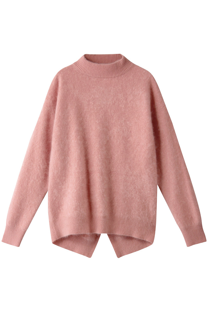 three dots スリードッツ Fur cashmere l/s mock neck/プルオーバー ピンク