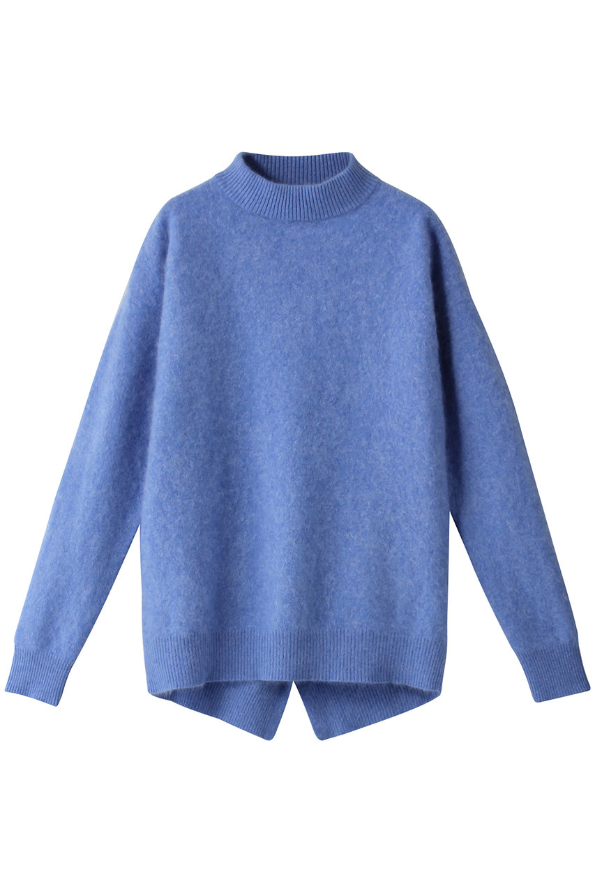 three dots スリードッツ Fur cashmere l/s mock neck/プルオーバー スカイブルー