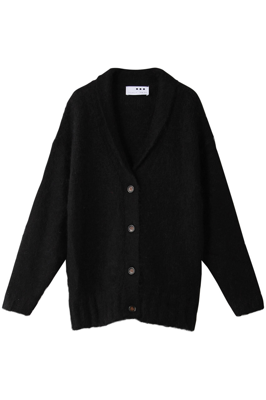 three dots スリードッツ Happy mohair granpa cardigan/カーディガン ブラック