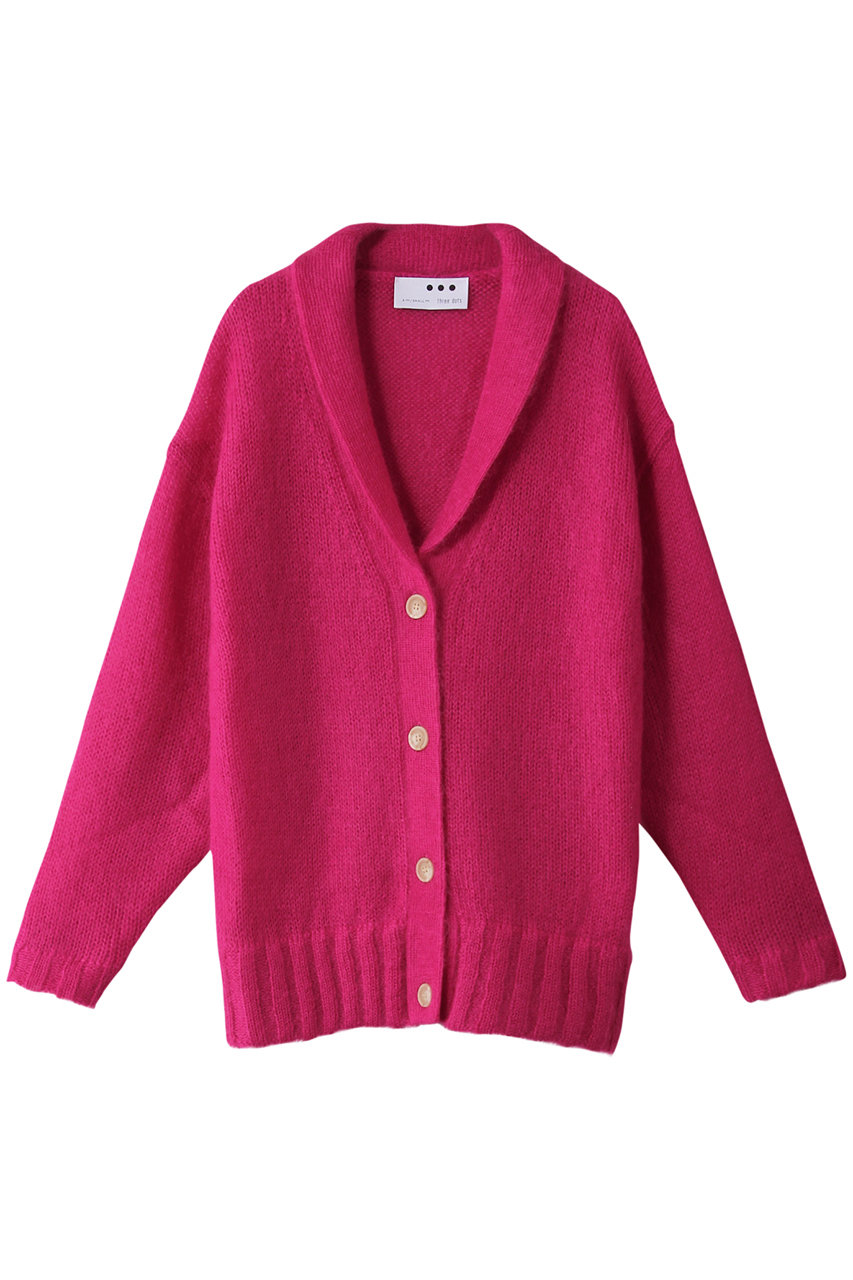 three dots スリードッツ Happy mohair granpa cardigan/カーディガン ピンク