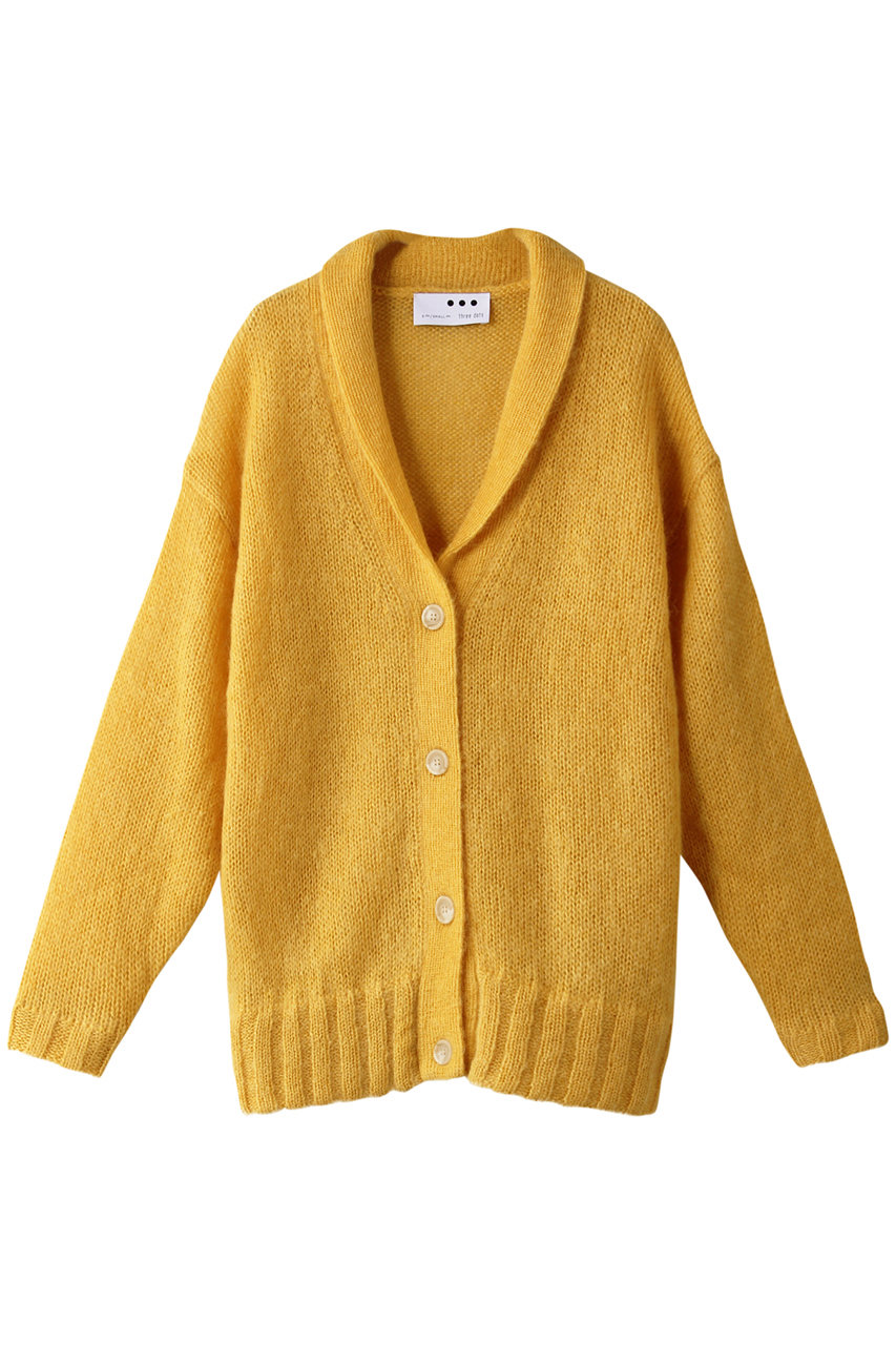 three dots スリードッツ Happy mohair granpa cardigan/カーディガン イエロー