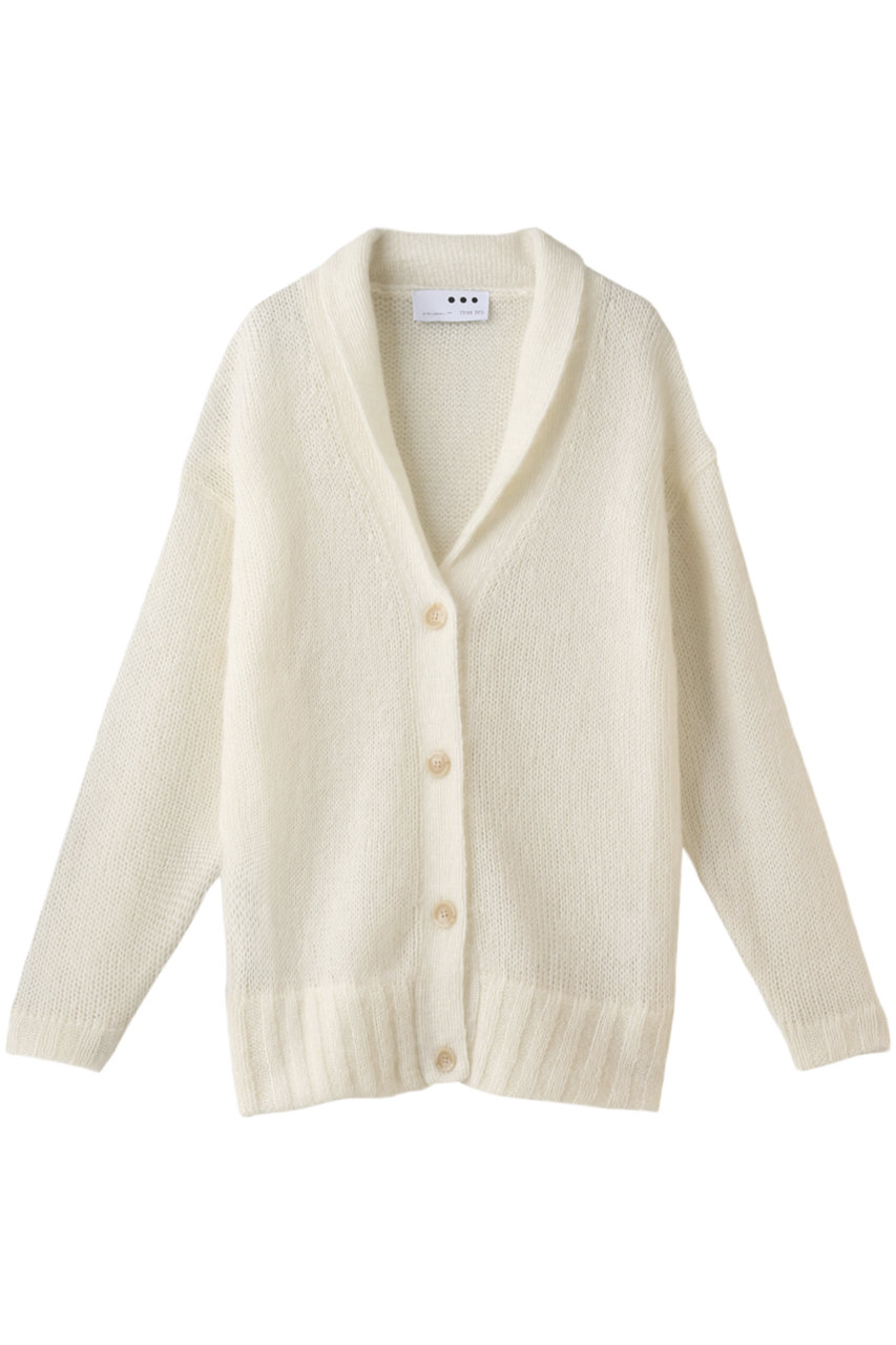 three dots スリードッツ Happy mohair granpa cardigan/カーディガン ホワイト