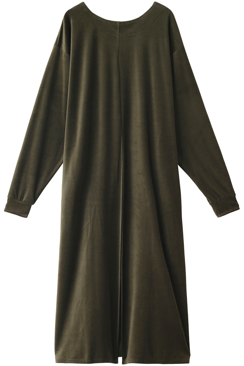 three dots スリードッツ Velour jersey long pullover/プルオーバー カーキ