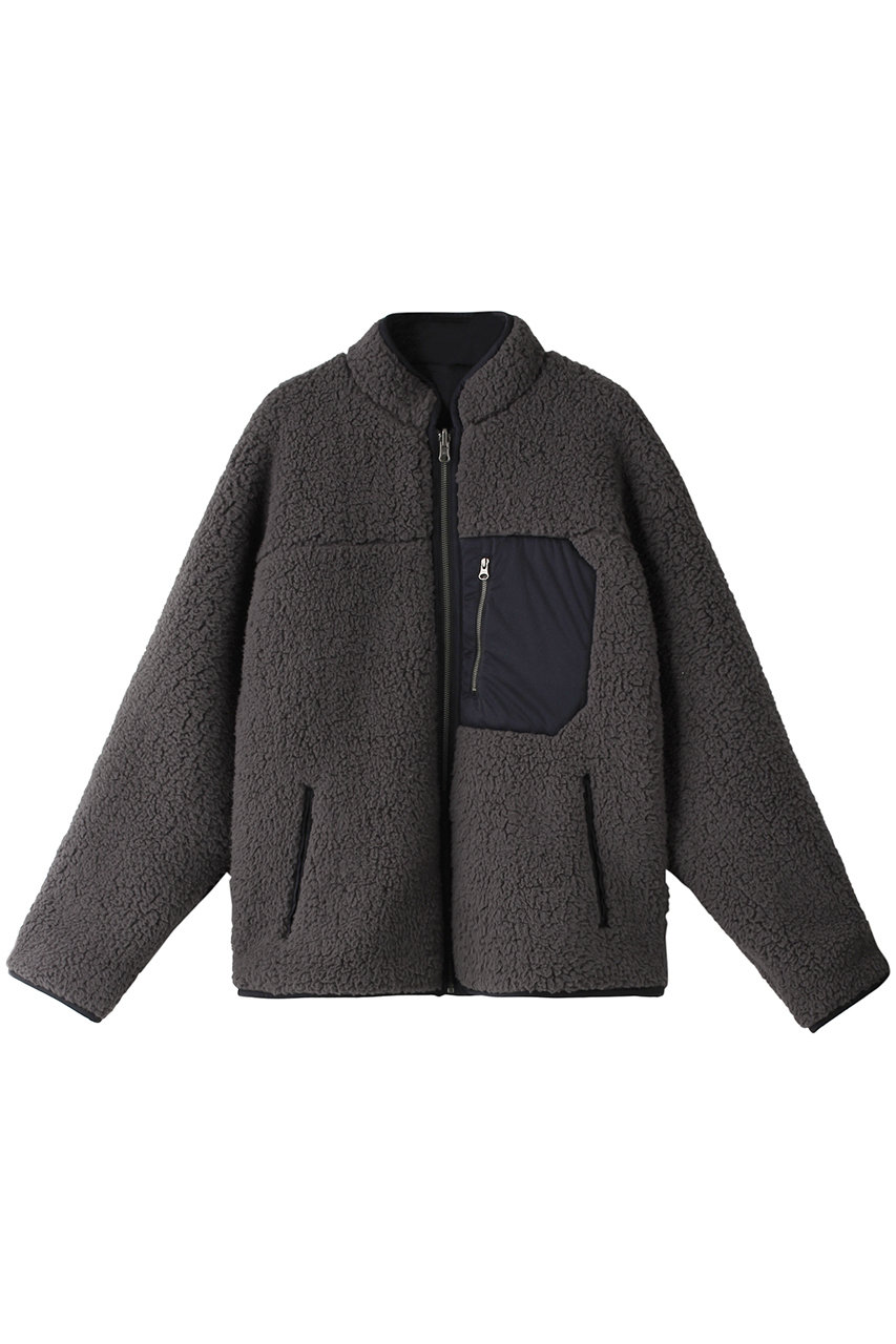 three dots スリードッツ 【UNISEX】Eco fur fleece unisex blouson/ブルゾン ブラック