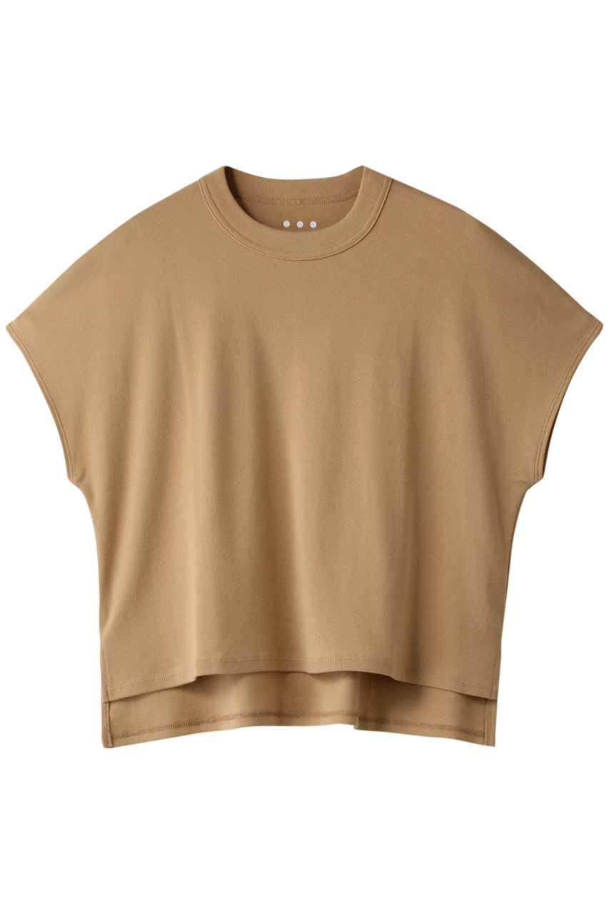 スリードッツ/three dotsのOrganic Cotton Knit cropped alex トップス(ライトキャメル/AG1C002Y)