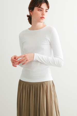 スリードッツ/three dotsのOrganic CottonKnit 3/4british T(110100/110102)