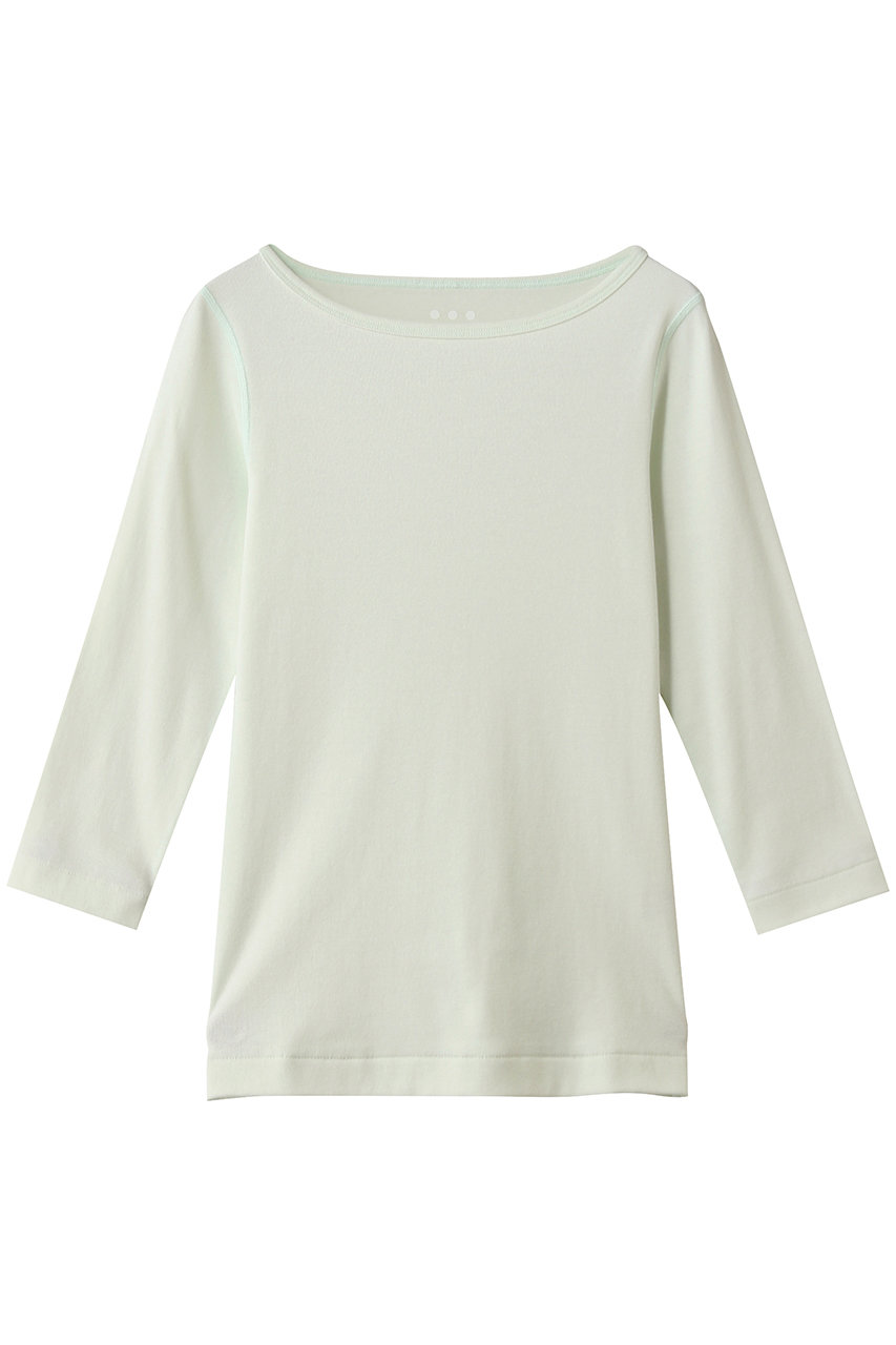 スリードッツ/three dotsのOrganic CottonKnit 3/4british T(キーライム/AG4W033Y)