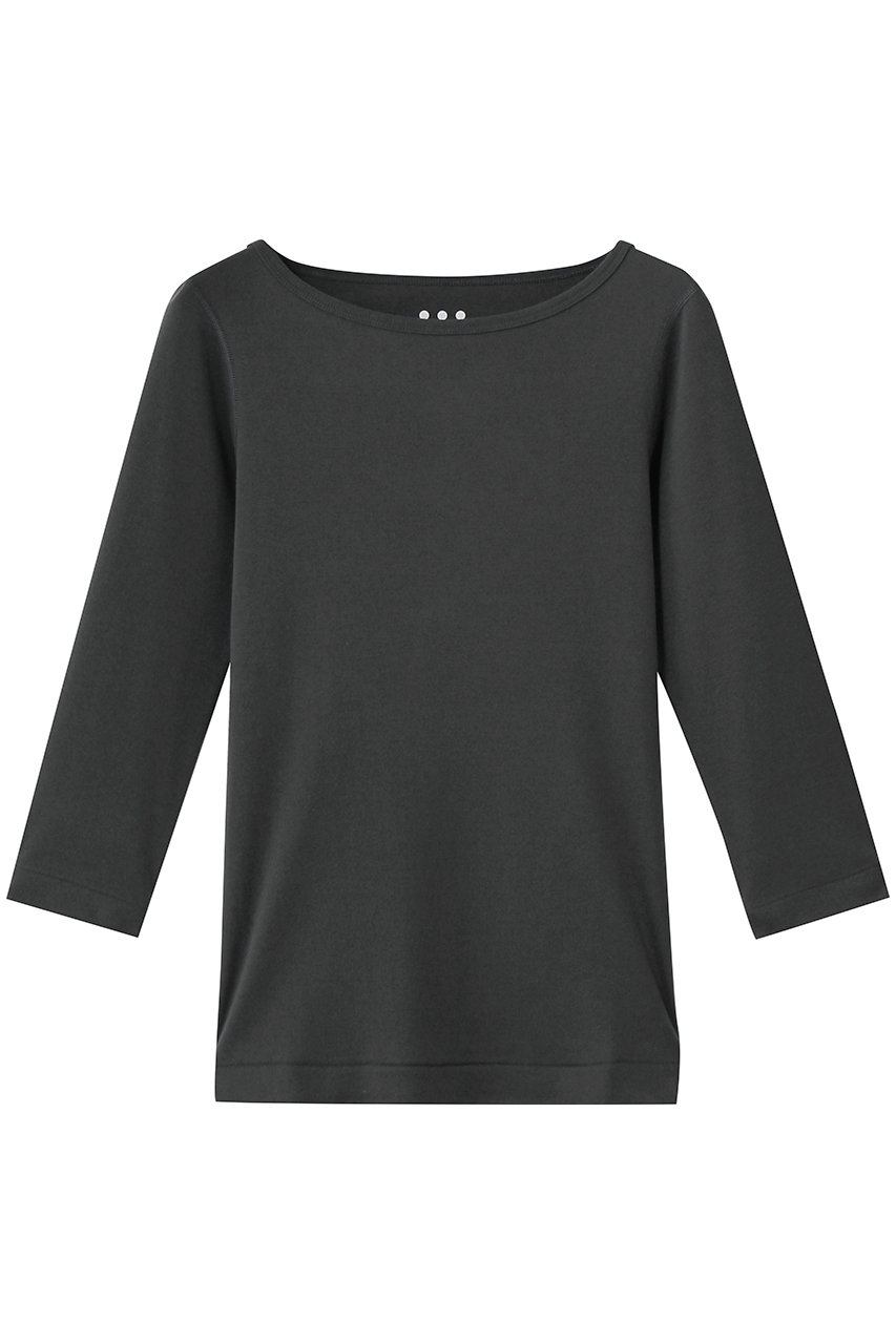 スリードッツ/three dotsのOrganic CottonKnit 3/4british T(チャコール/AG4W033Y)