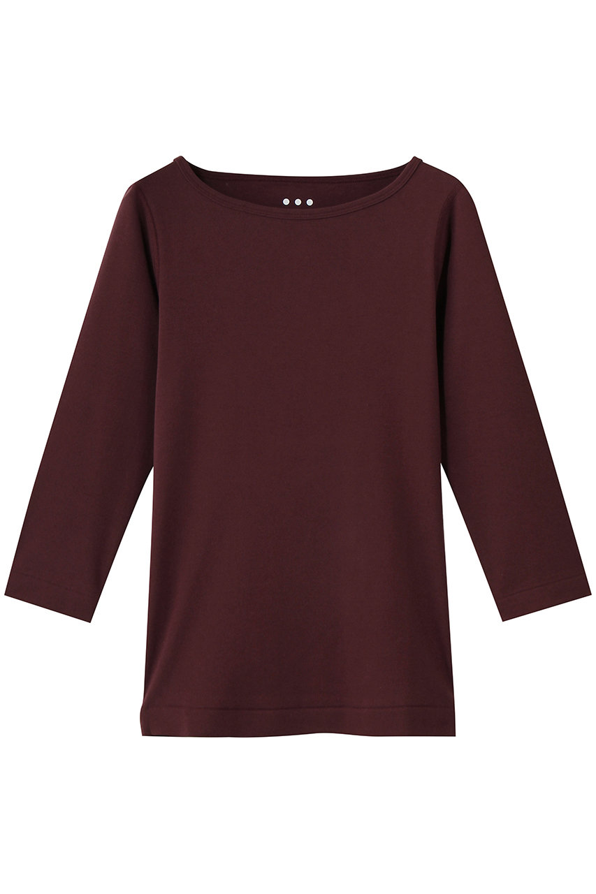 スリードッツ/three dotsのOrganic CottonKnit 3/4british T(ボルドー/AG4W033Y)