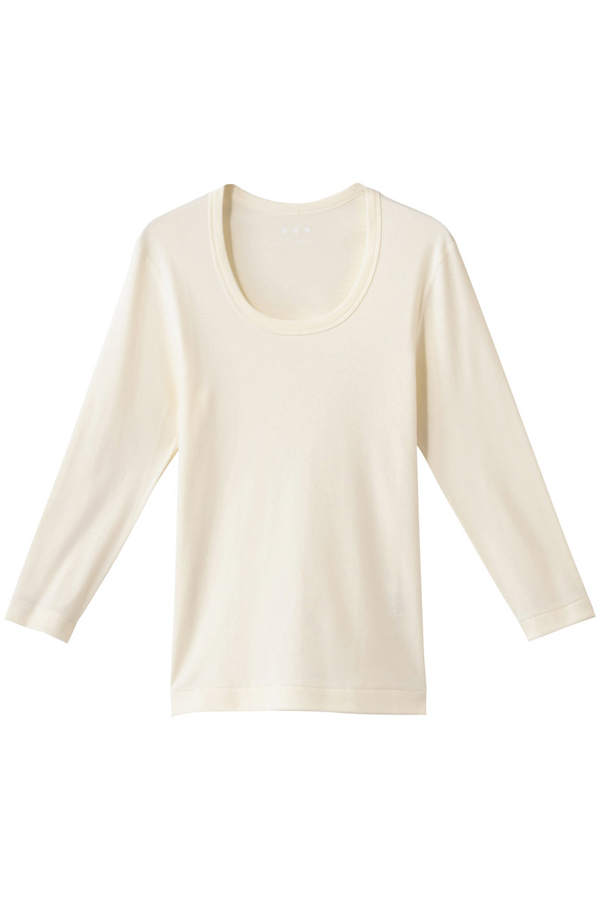 スリードッツ/three dotsのオーガニックコットン 七分袖ジェシカ(エクリュ/AG4S041Y)