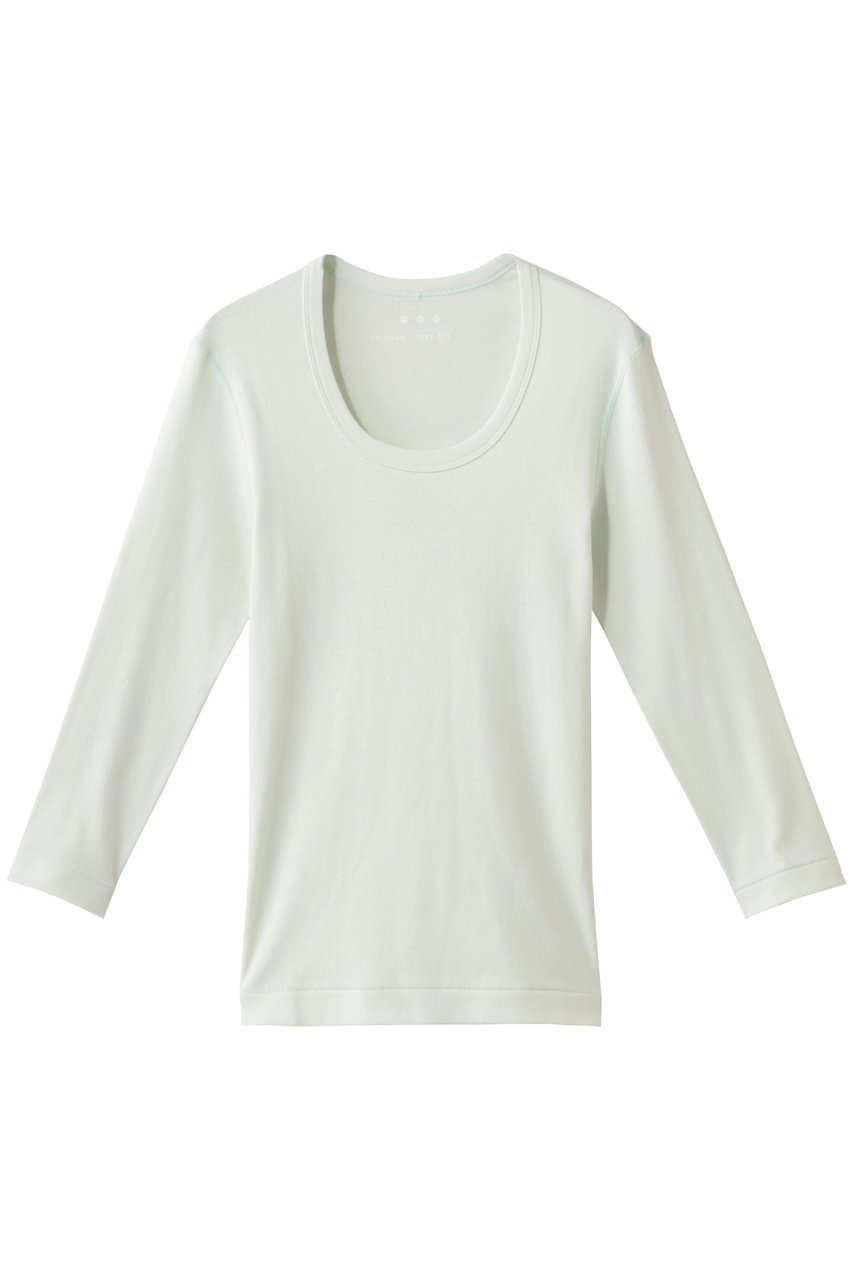 スリードッツ/three dotsのオーガニックコットン 七分袖ジェシカ(キーライム/AG4S041Y)