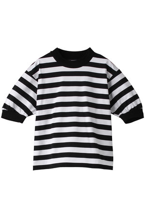 スリードッツ/three dotsのビッグストライプ パフTシャツ