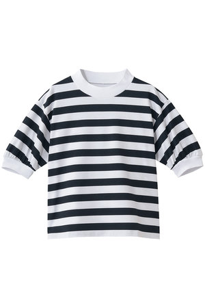 スリードッツ/three dotsのビッグストライプ パフTシャツ(110100/110102)