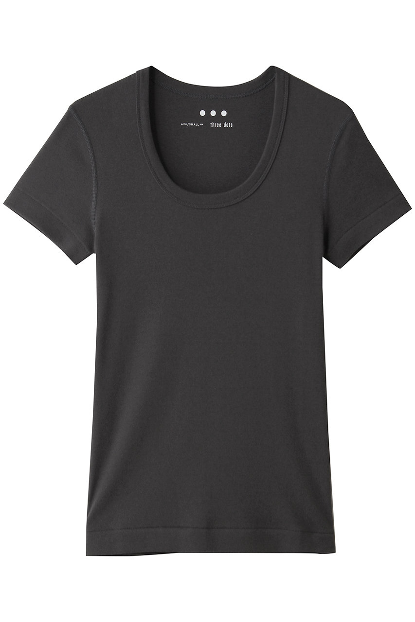 three dots オーガニックコットン ジェシカ (チャコール, S) スリードッツ ELLE SHOP