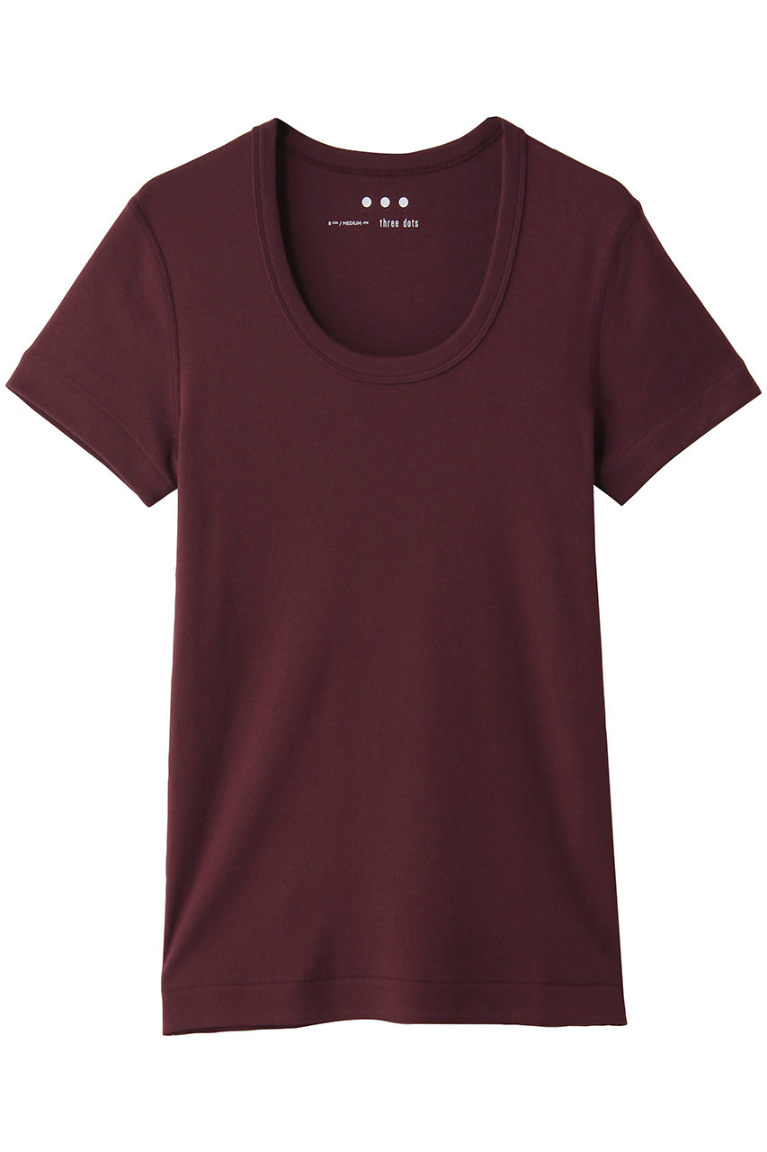 three dots オーガニックコットン ジェシカ (ボルドー, S) スリードッツ ELLE SHOP