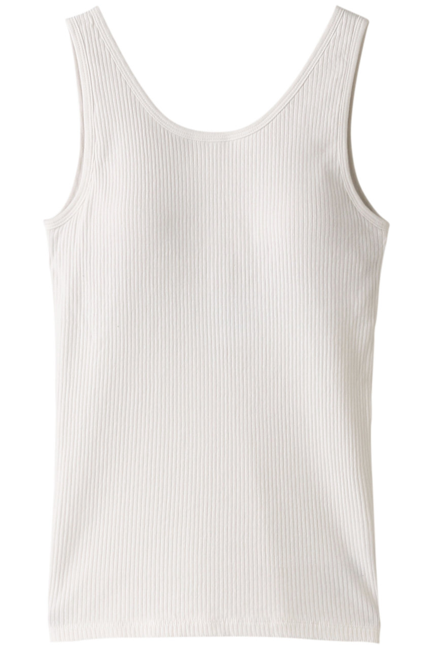 Three Dots スリードッツ パッド付コットンリブタンクトップ ホワイト の通販 Elleshop エル ショップ