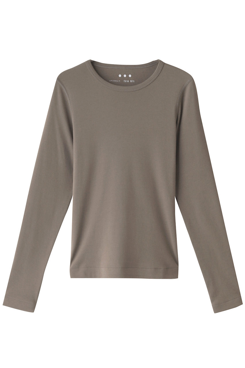 three dots オーガニックコットンロングスリーブ/アレックス (ブラウン, S) スリードッツ ELLE SHOP three dots オーガニックコットンロングスリーブ/アレックス (ブラウン, S) スリードッツ ELLE SHOP