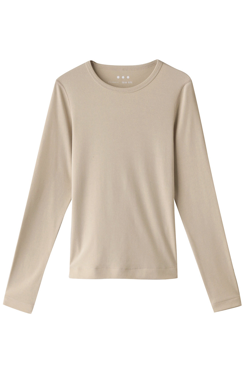 three dots オーガニックコットンロングスリーブ/アレックス (ベージュ, S) スリードッツ ELLE SHOP three dots オーガニックコットンロングスリーブ/アレックス (ベージュ, S) スリードッツ ELLE SHOP
