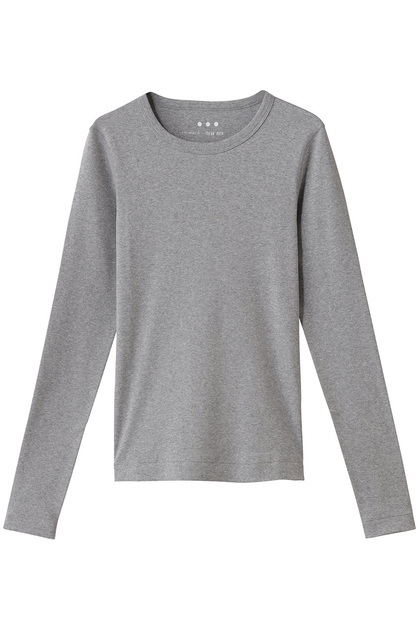 スリードッツ/three dotsのオーガニックコットンロングスリーブ/アレックス(グレー/AG2C035Y)