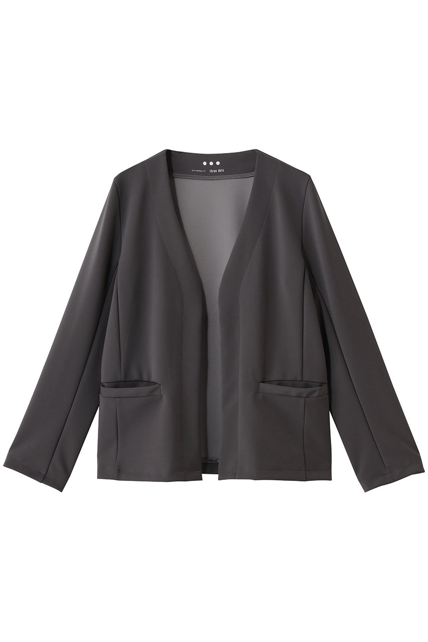 スリードッツ/three dotsのCドレス スキューバ ノーカラージャケット(チャコール/CU7002Y)