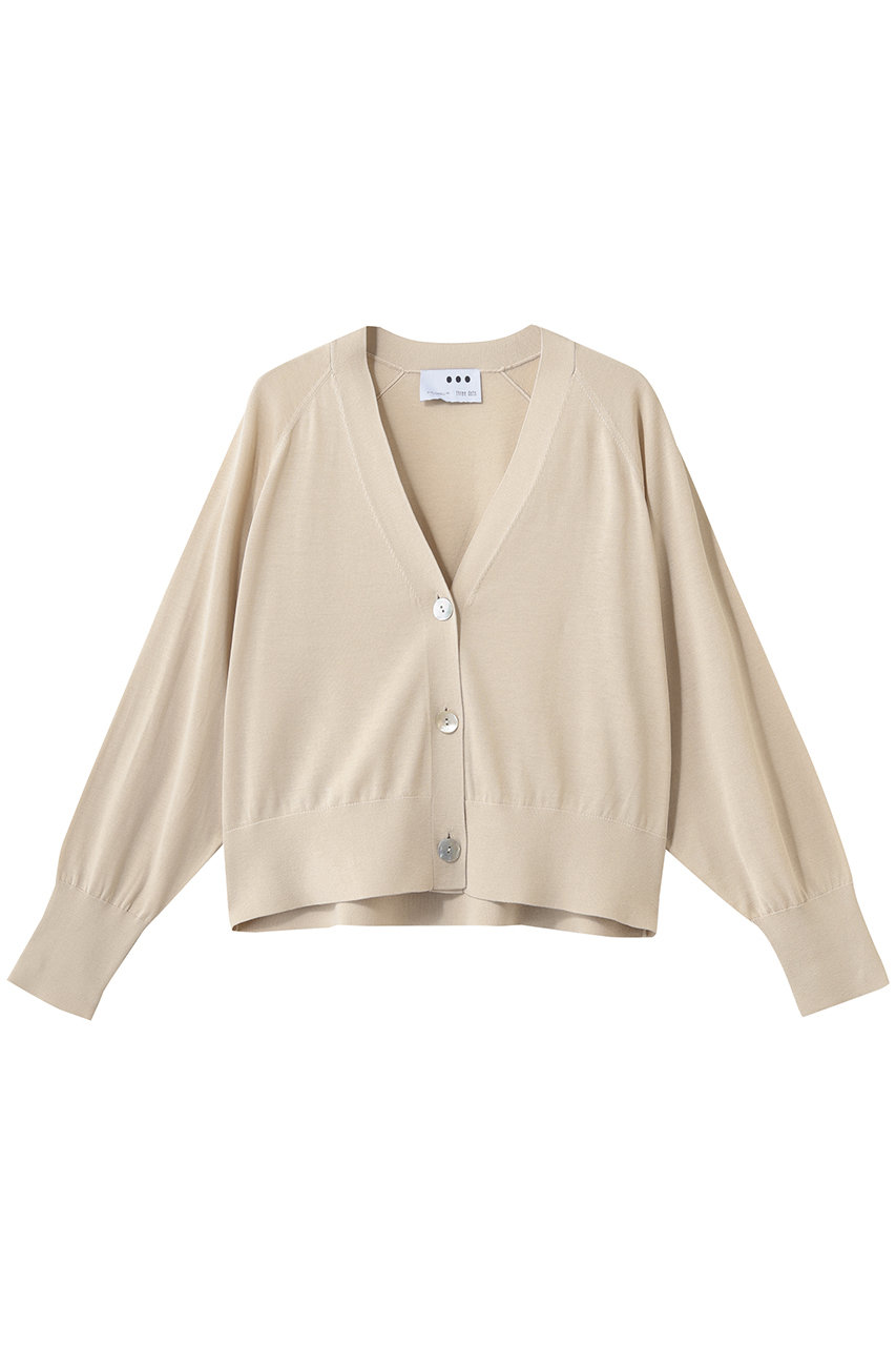 スリードッツ/three dotsのウォッシャブルコットンシルク クロップドカーディガン(ホワイトベージュ/SC713Y)