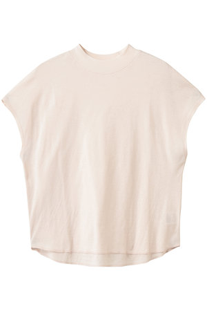 スリードッツ/three dotsのダブルガーゼ モックネックTシャツ