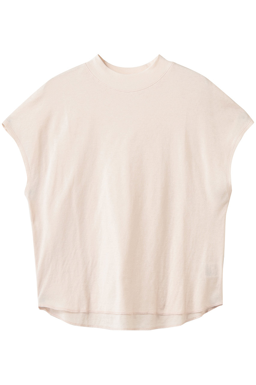 スリードッツ/three dotsのダブルガーゼ モックネックTシャツ(ペタル/DF1006Y)