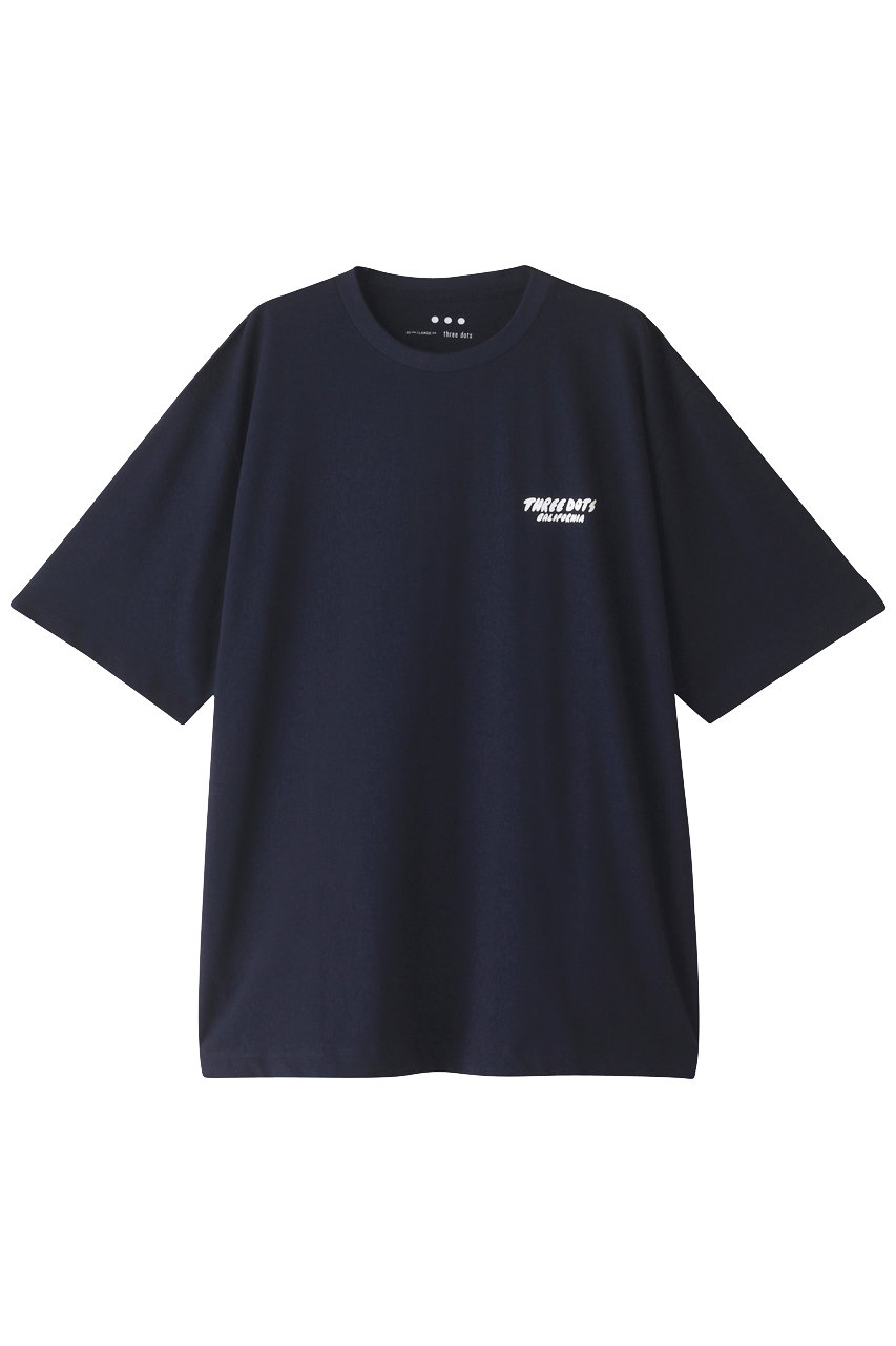 three dots 【UNISEX】グラフィックTシャツ (ネイビー, S) スリードッツ ELLE SHOP