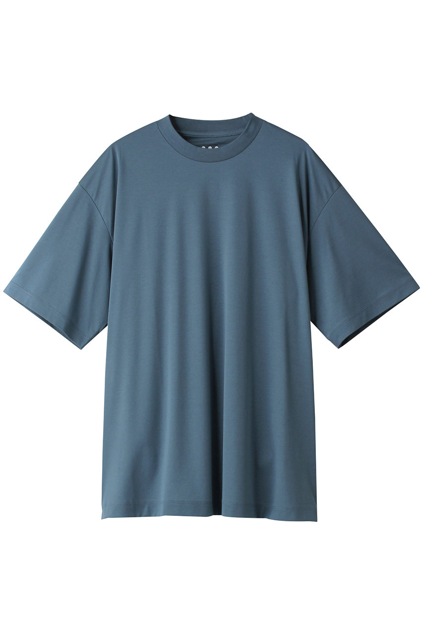 ＜ELLE SHOP＞ three dots シルキーペーパーコットン Tシャツ (スモーキー ブルー S) スリードッツ ELLE SHOP