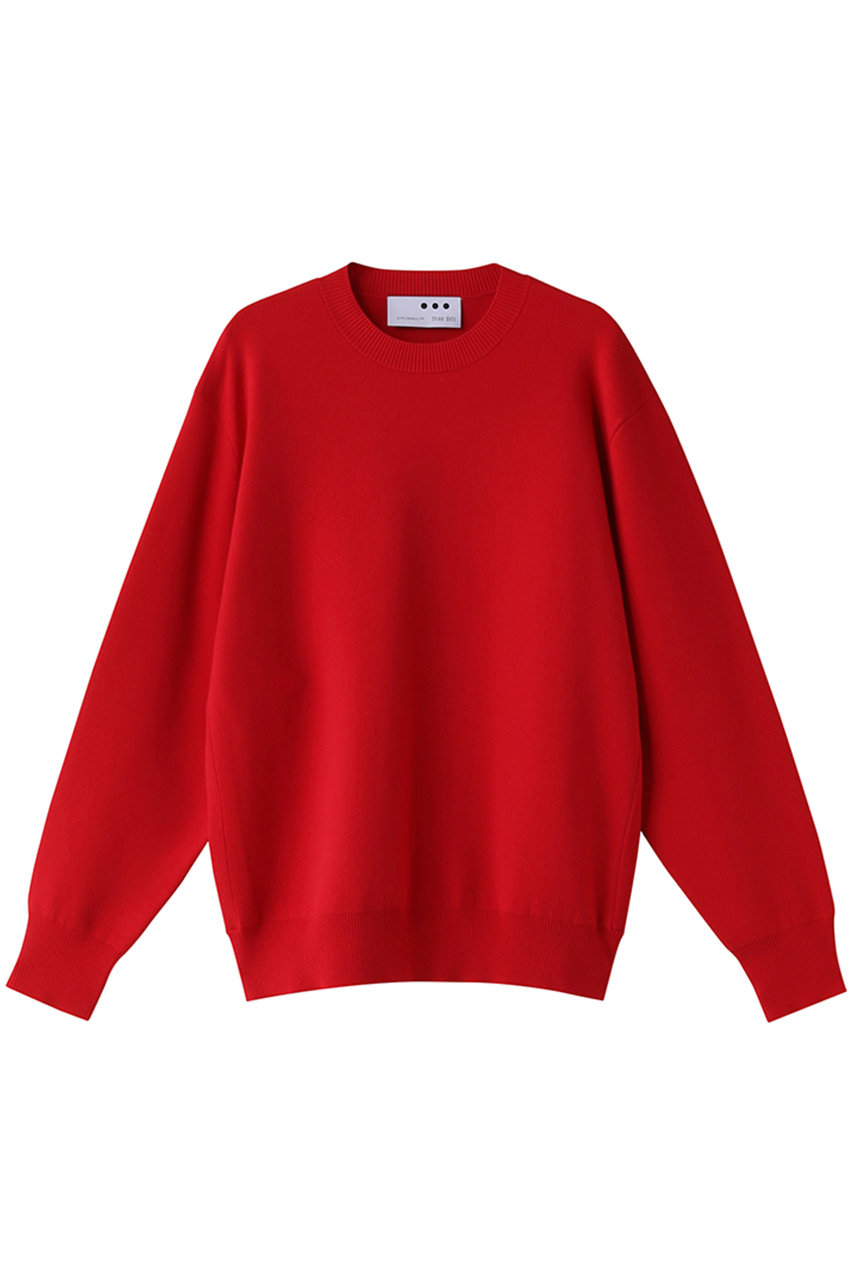 three dots パワースムースニットクルーネック (レッド, M) スリードッツ ELLE SHOP three dots パワースムースニットクルーネック (レッド, M) スリードッツ ELLE SHOP