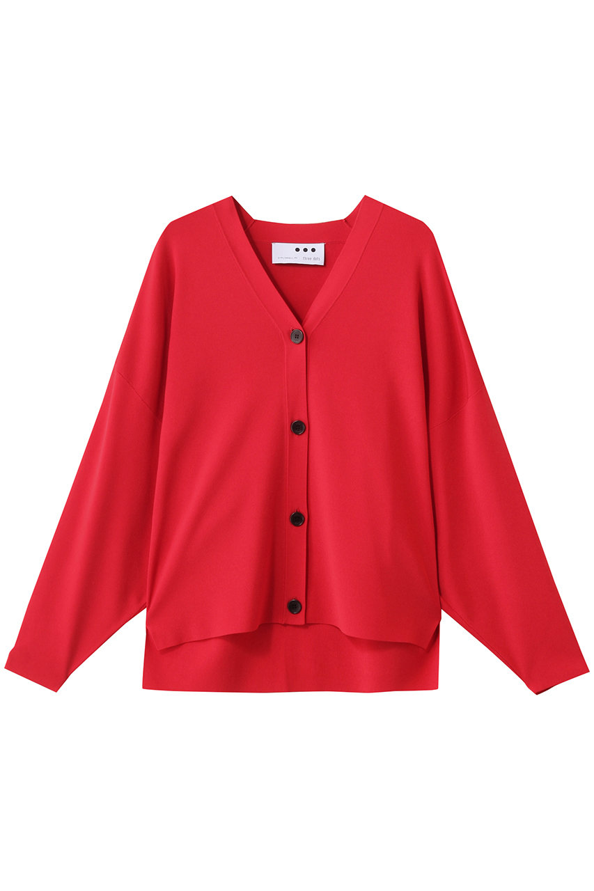 three dots スリークセーター ボタンカーディガン (レッド, S) スリードッツ ELLE SHOP three dots スリークセーター ボタンカーディガン (レッド, S) スリードッツ ELLE SHOP