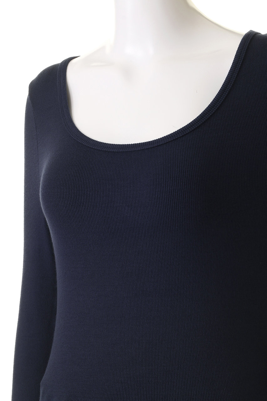 Rib jersey open crew neck tee｜スリードッツ オフィシャル