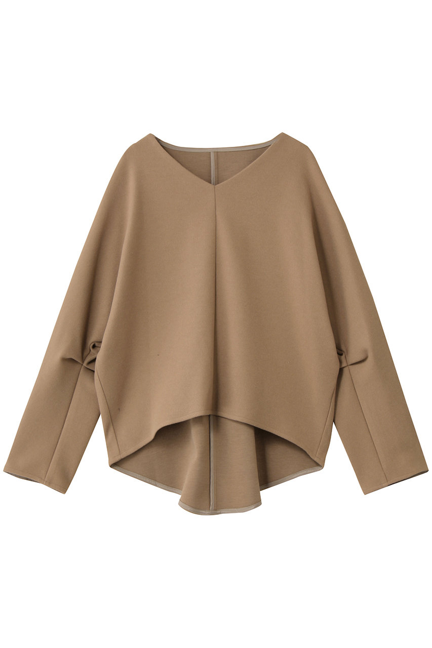 スリードッツ/three dotsのウーリージャージーコクーンプルオーバー(キャメル/WJ2001Y)