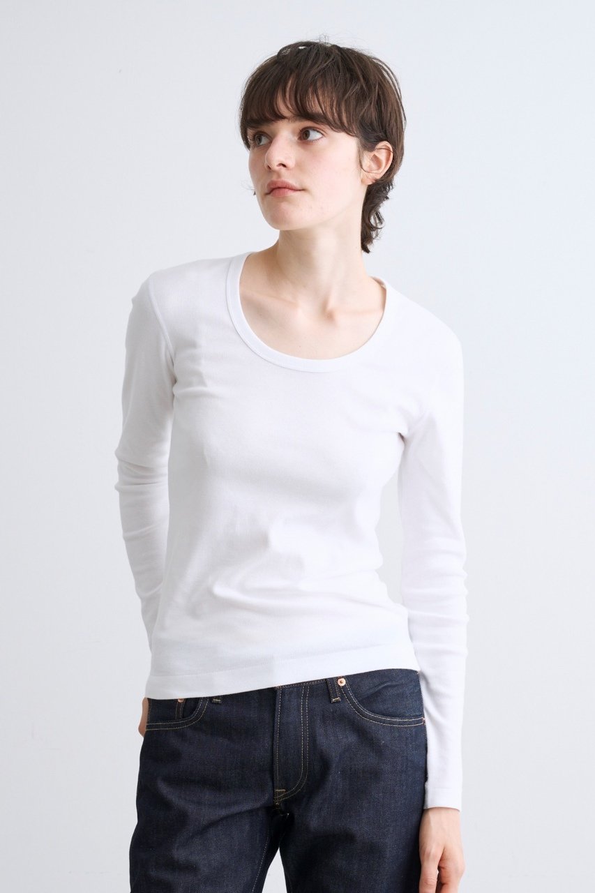 【美品】スリードッツ-three dots-カットソー スリードッツ カットソー tシャツ uネック 長袖 七分袖 ジェシカ three