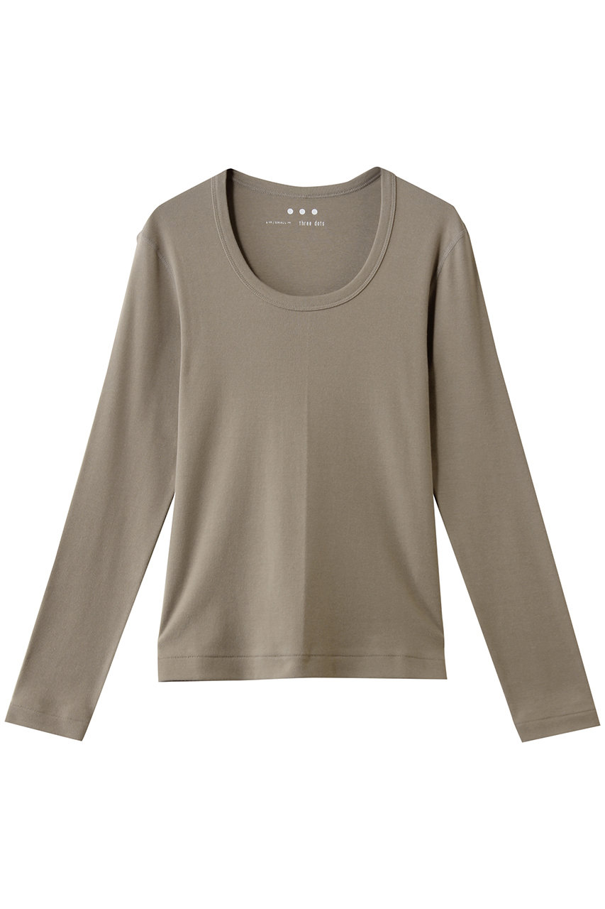 スリードッツ/three dotsのジェシカ ロングスリーブカットソー(コブルストーン/AG2S316Y)