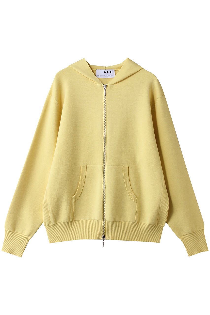 スリードッツ/three dotsのパワースムースニット ジップアップ(フェードイエロー/SK701YU)