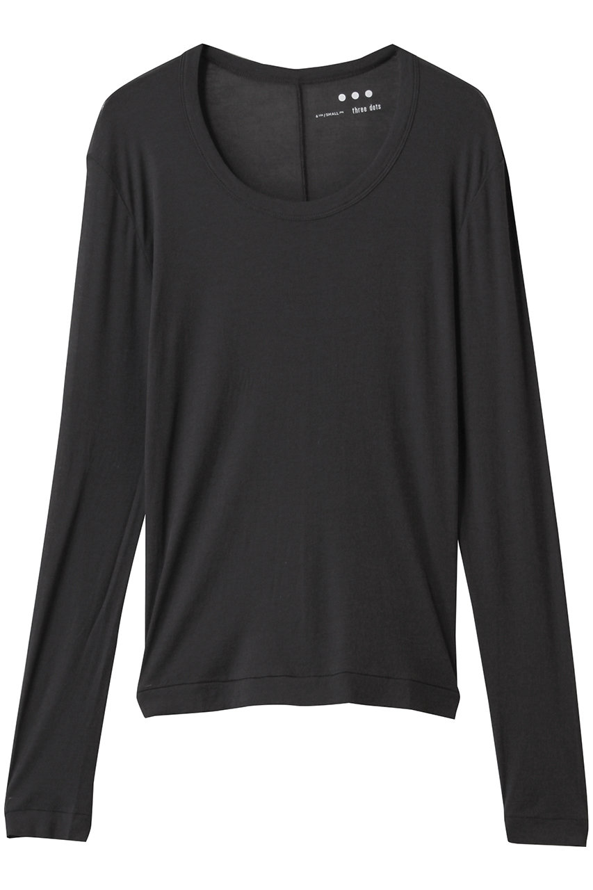three dots シアージェシカ スクープネックカットソー (チャコール, M) スリードッツ ELLE SHOP three dots シアージェシカ スクープネックカットソー (チャコール, M) スリードッツ ELLE SHOP
