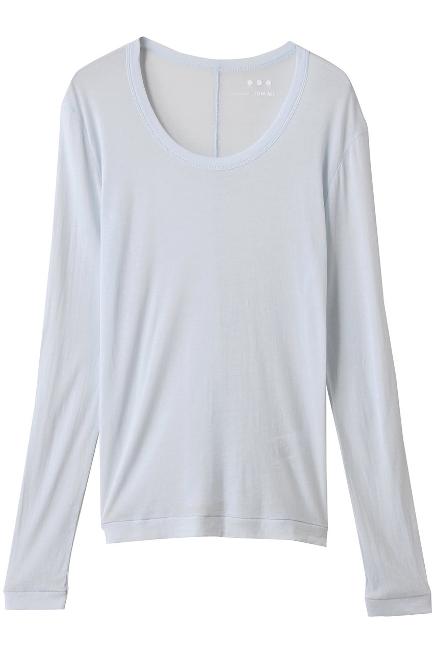 three dots シアージェシカ スクープネックカットソー (ライトブルー, M) スリードッツ ELLE SHOP three dots シアージェシカ スクープネックカットソー (ライトブルー, M) スリードッツ ELLE SHOP