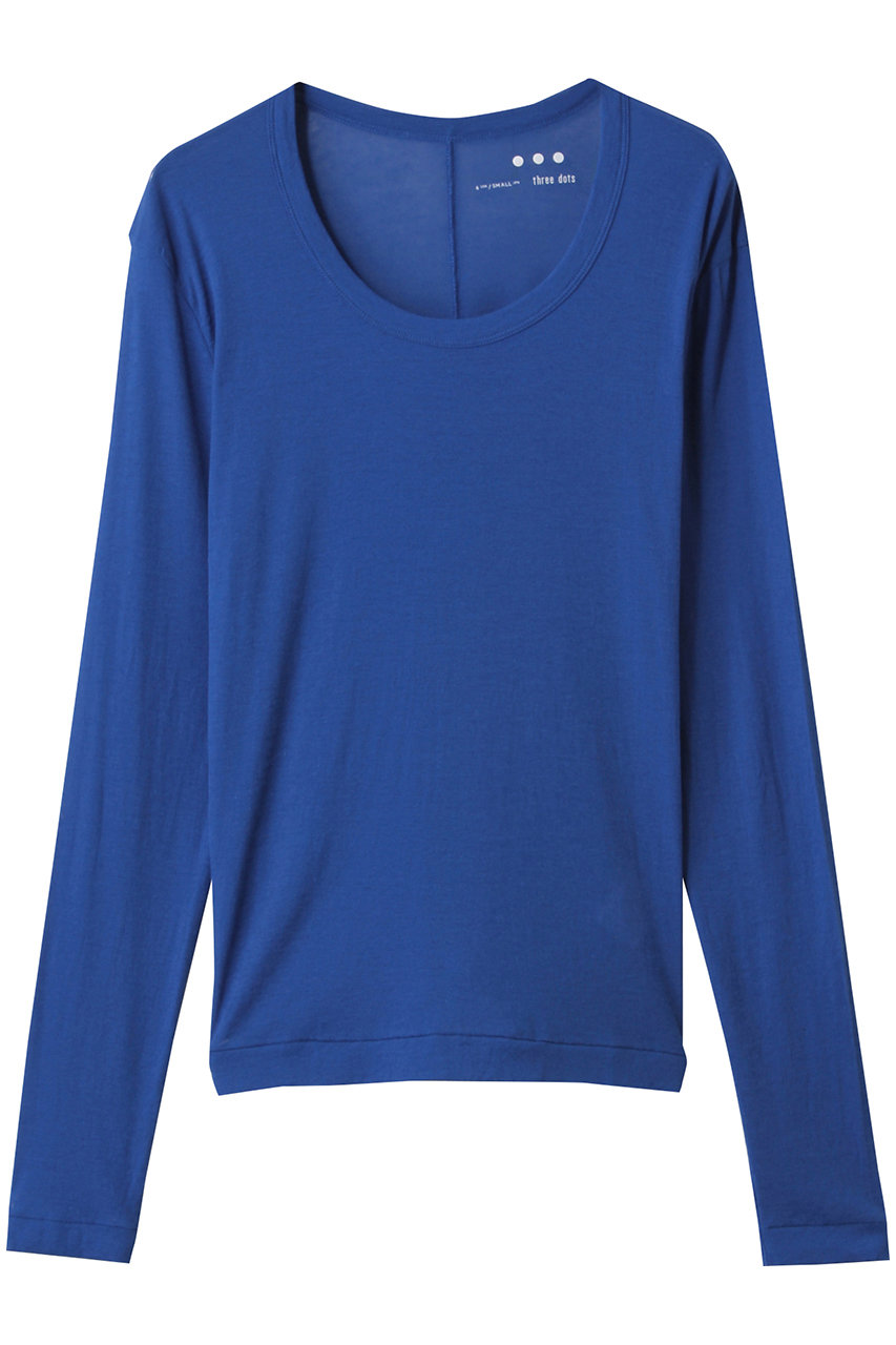 three dots シアージェシカ スクープネックカットソー (ブルー, M) スリードッツ ELLE SHOP three dots シアージェシカ スクープネックカットソー (ブルー, M) スリードッツ ELLE SHOP
