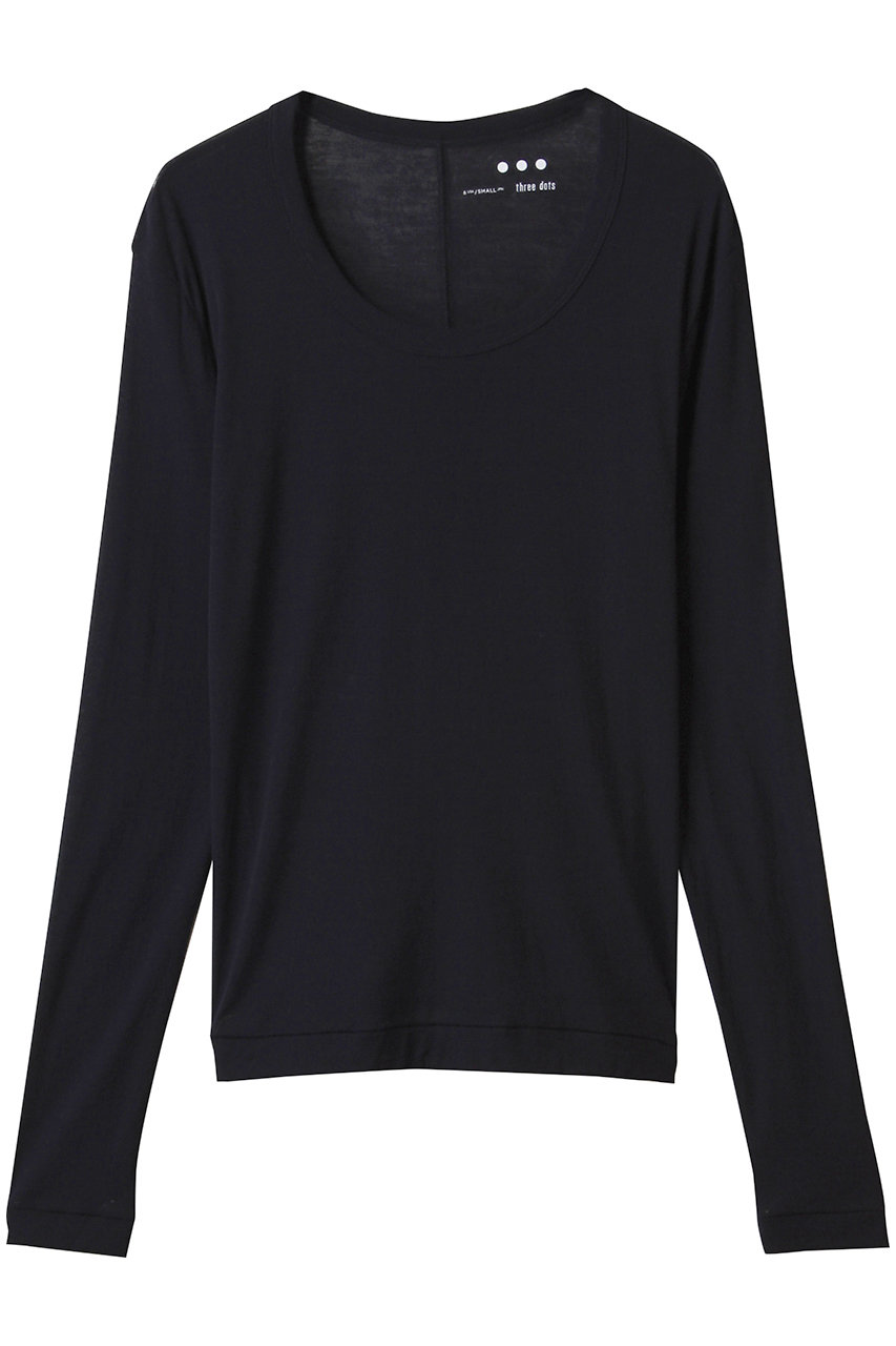 three dots シアージェシカ スクープネックカットソー (ネイビー, S) スリードッツ ELLE SHOP three dots シアージェシカ スクープネックカットソー (ネイビー, S) スリードッツ ELLE SHOP