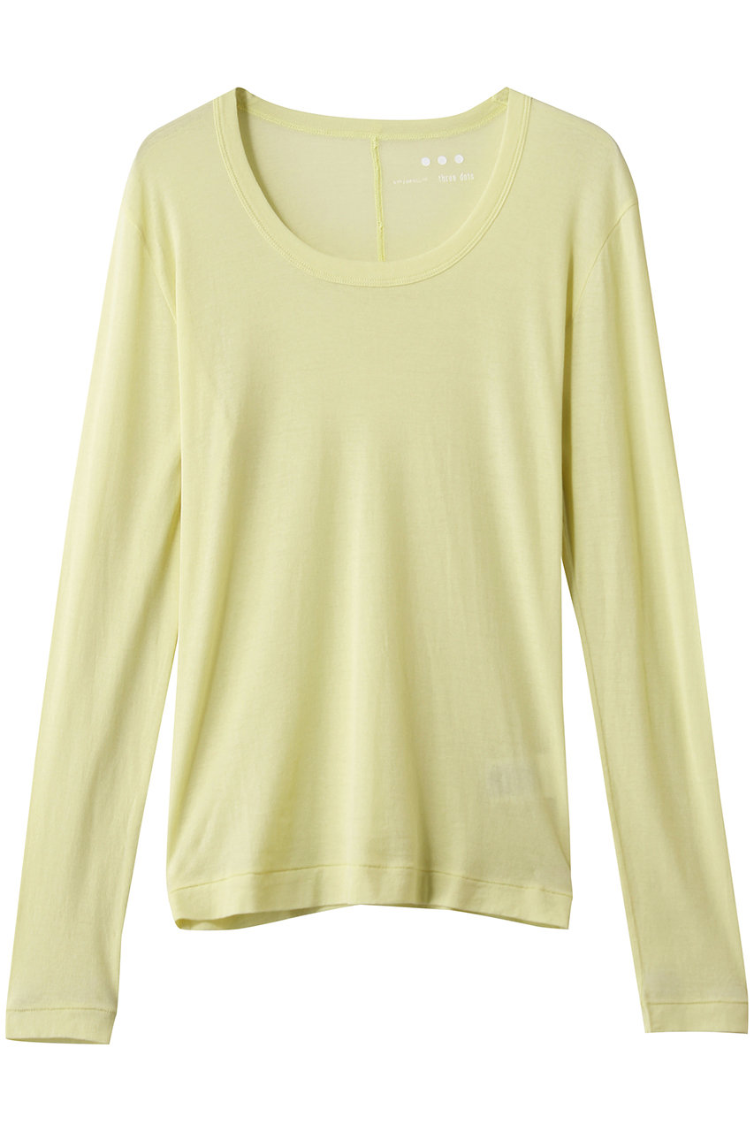 スリードッツ/three dotsのシアージェシカ スクープネックカットソー(ライムレモン/TH2002Y)